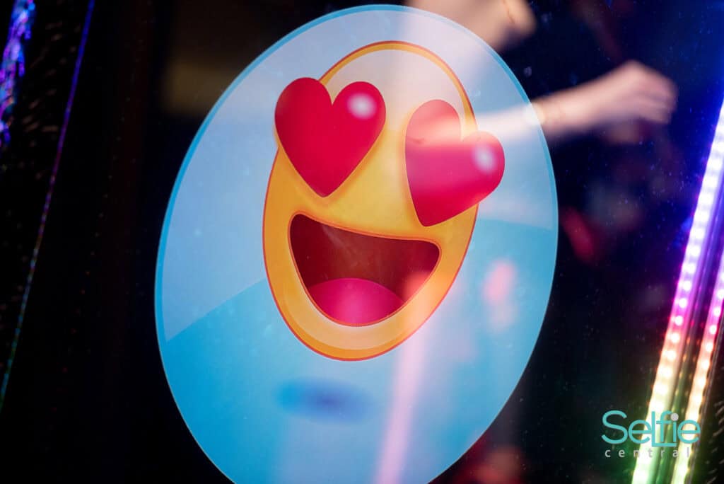 Emoji with heart eyes at Selfie Central photo booth in Auckland.