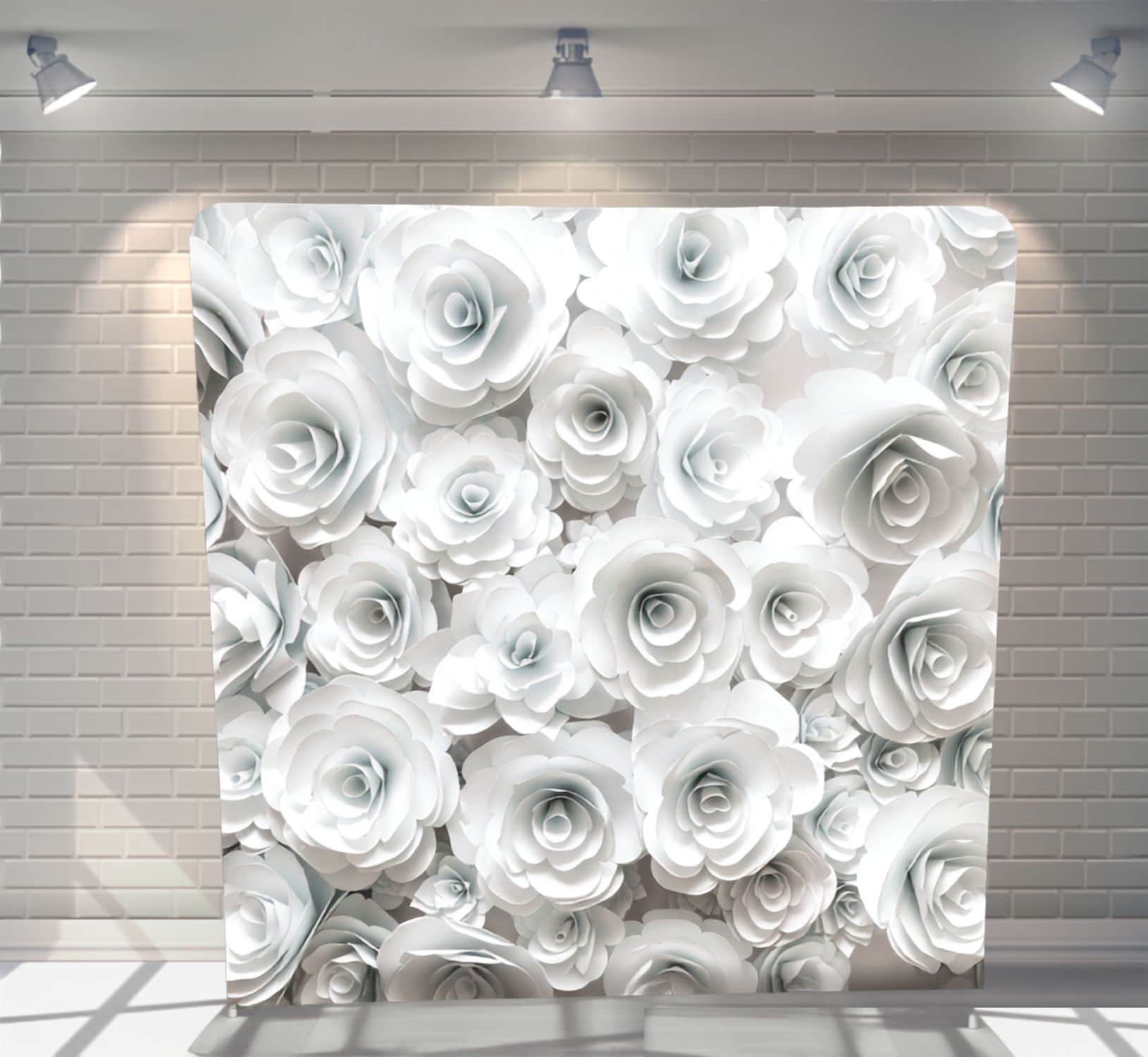 3D White Flowers backdrop for photo booth hire Auckland
