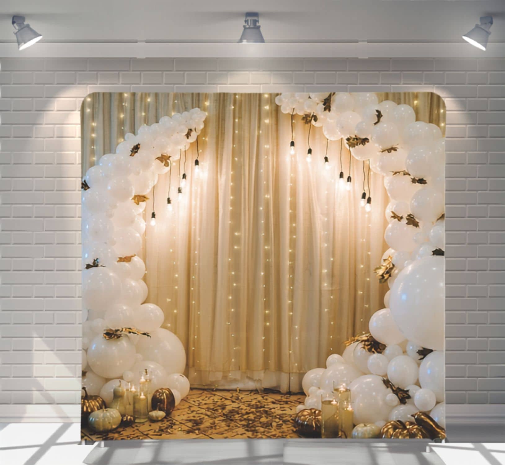 Autumn Balloon Arch backdrop for party photo booth hire Auckland