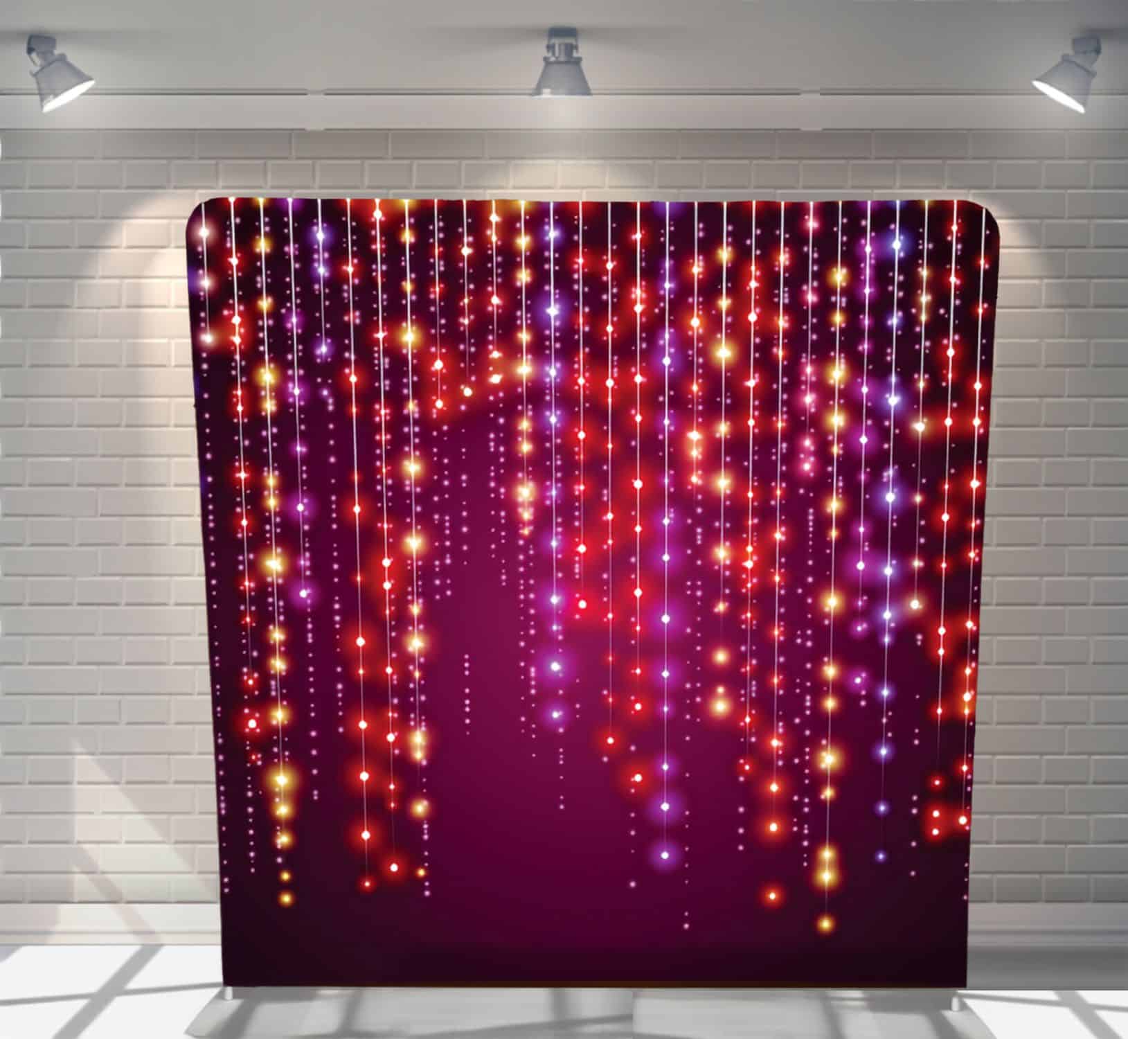 Dangling Lights backdrop for event photo booth hire Auckland
