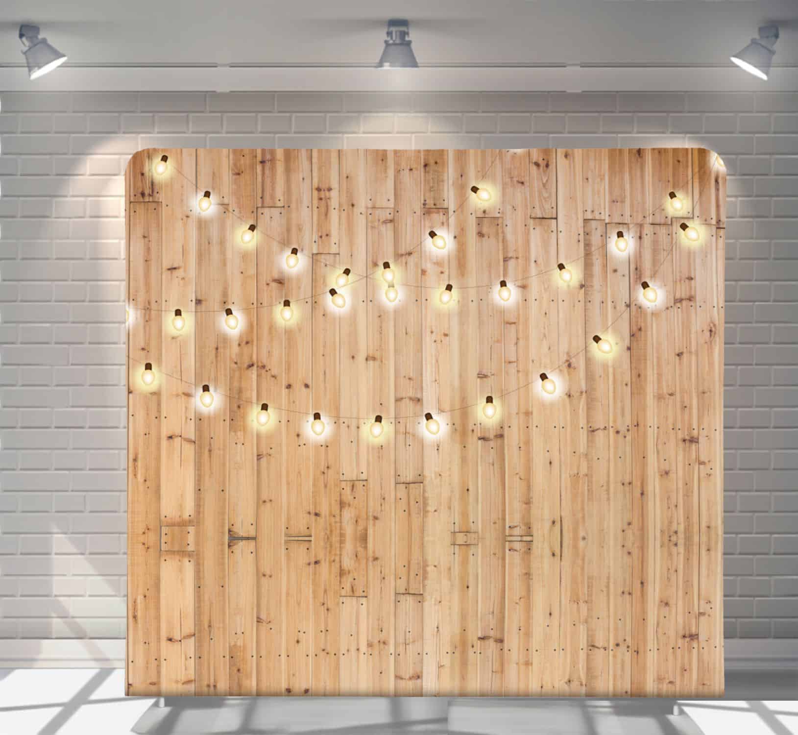 Light Wood String Lights backdrop for wedding photo booth Auckland