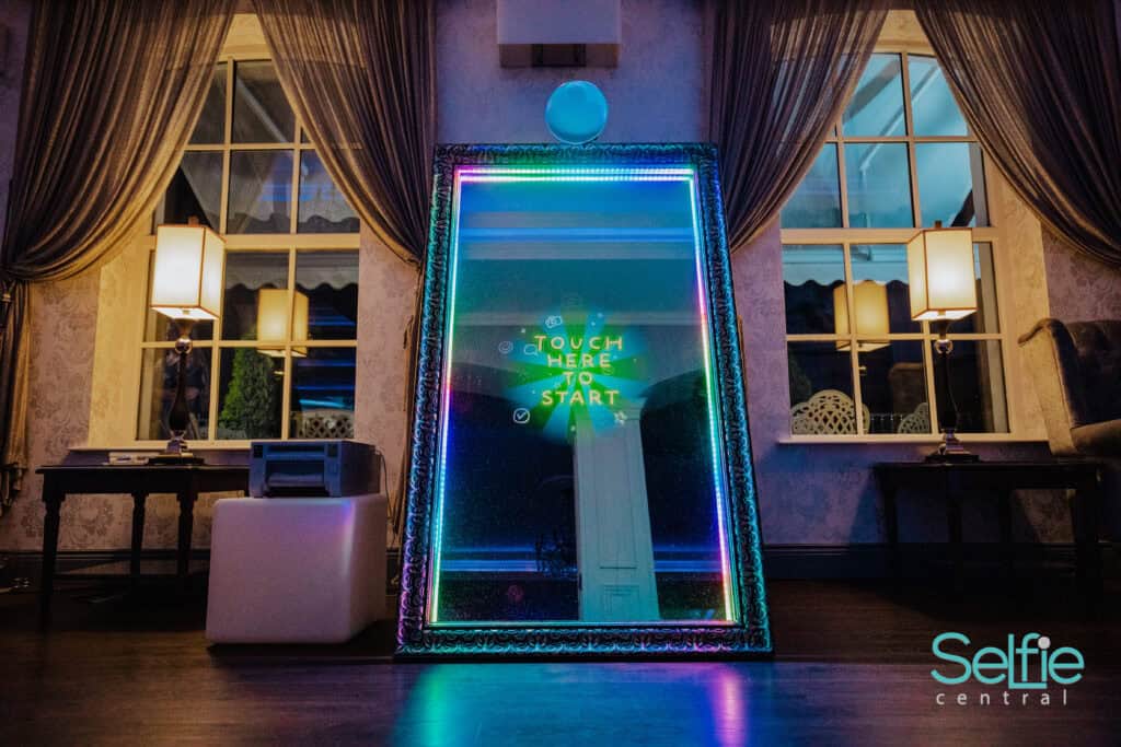 Colorful LED Magic Mirror Photo Booth in Auckland venue.