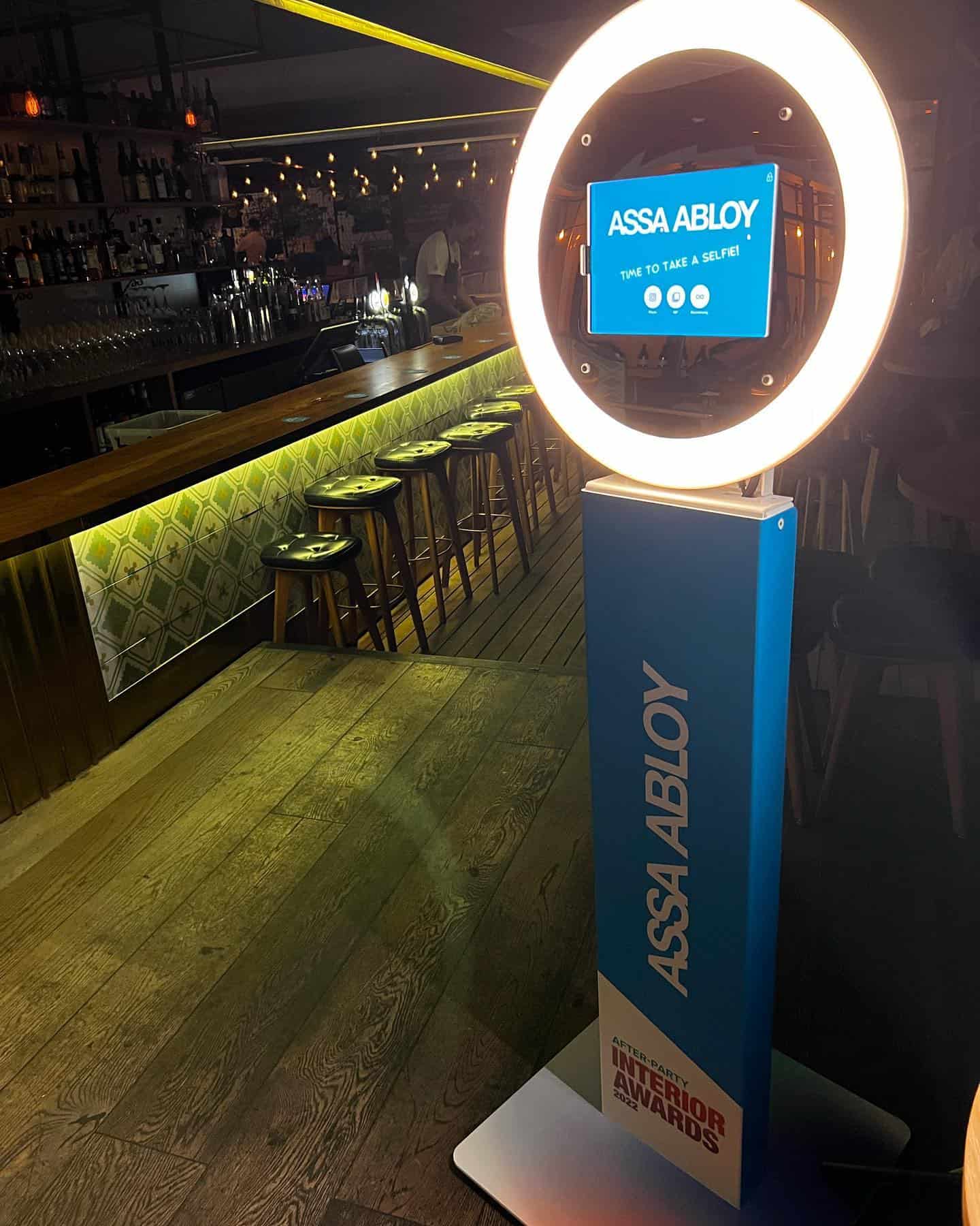 Selfie Central photo booth with ring light at Auckland venue.